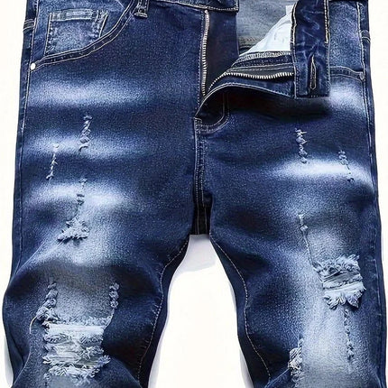 Riding Motorcycle Mens Pants Hip Hop Ripped Skinny Jeans Breathable Casual Fashion Blue Denim Trousers Streetwear Men Clothing PlatiNum
