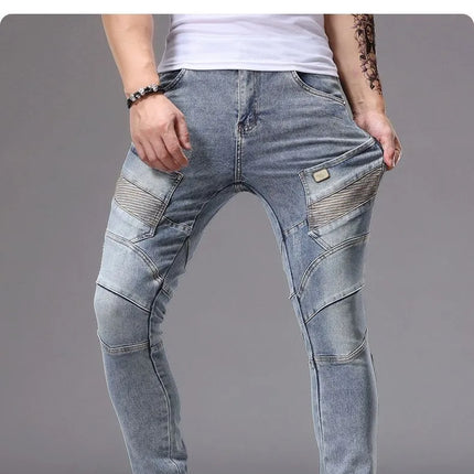 Men's Casual Jeans Vintage Straight Leg Elastic Slim Fit Autumn Winter Sweatpants Trousers Skinny Y2k Jeans Men's Cargo Pants