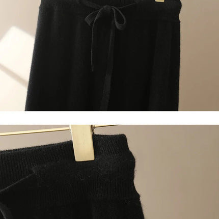 Autumn And Winter100% Pure Wool Skirt Women's Long Pocket Small A Skirt High Waist Slim Cashmere Knit A-Line Skirt PlatiNum