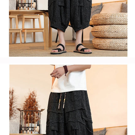 Pantaloni lanterna estivi da uomo stile giapponese Kimono pantaloni casual Samurai Harajuku pantaloncini da uomo larghi Yukata pantaloni a gamba larga taglie forti 5XL