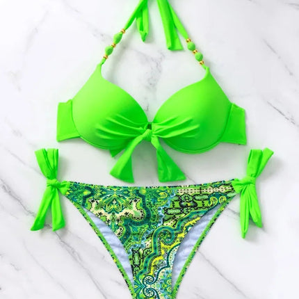 Sexy Push Up Bikini 2024 Costume da bagno donna Due pezzi Costumi da bagno Perizoma femminile Bikini Set Nuoto per costumi da bagno Biquini brasiliano platinumshop