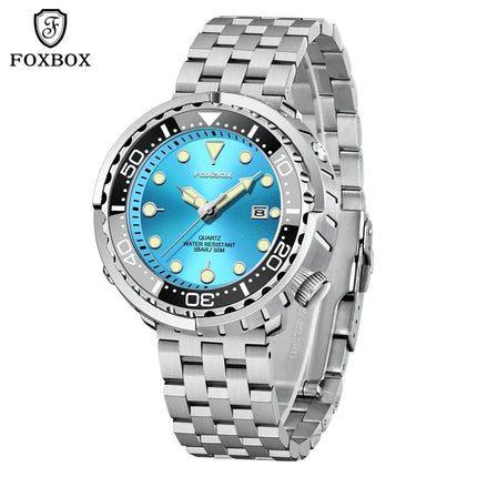 FOXBOX Top Brand Fashion Diver Watch Men 50ATM Waterproof Date Clock orologi sportivi orologio da polso al quarzo da uomo Relogio Masculino platinumshop