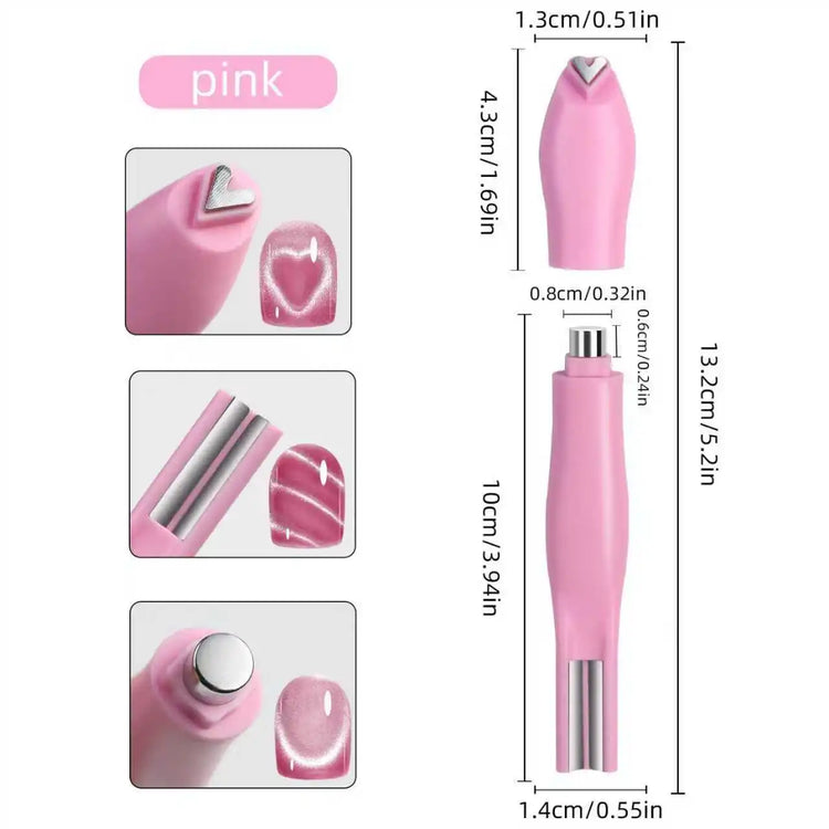 3 in 1 Cat Eye Nail Magnetic Stick Love Heart Snake Pattern French Cat Eye Nail Magnet UV Gel Polish Effect Manicure Design Tool
