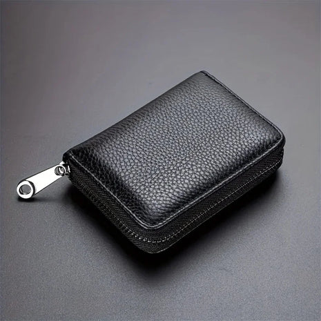 Mini Portafoglio Classico Minimalista Multicard per Uomo, Portamonete da Donna con Cerniera e Blocco RFID, Porta Carte di Credito Unisex in Tinta Unita