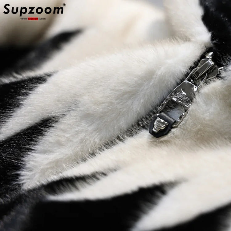Supzoom 2024 New Arrival Imitation Rabbit Hair Cotton Top Fashion Loose Hip Hop Casual Embroidery Warm Winter Jackets Coats