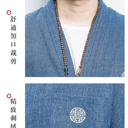 Camicia stile giapponese Kimono Haori Samurai Vestaglie Abito Cinese Hanfu Cardigan Giacche Retro Top Moda Cappotti di jeans Camicetta casual