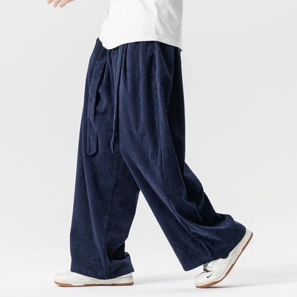 Pantaloni di velluto a coste da uomo 2025Autunno Inverno Caldo Casual Pantaloni comodi Stili giapponesi Harun Pantaloni da uomo oversize a gamba larga in tinta unita