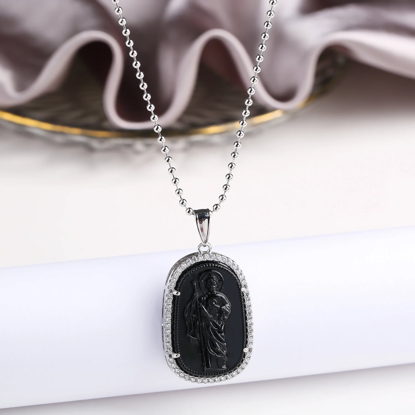 Oro/argento vendita calda stile religioso placcato oro St. Jude zircone collana pendente personalizzato per uomo donna regalo gioielli festa