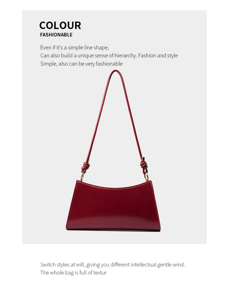YANATARI underarm cowhide Genuine leather handbags women vintage red shoulder bag female korean luxury bag high quality 2025
