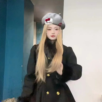 New Elegant Small Fragrance Celebrity Loose Coat Moda Woolen Winter French Style Vintage Blends Slim Waist Mid-length Outwear