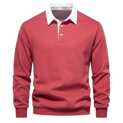 2025 Spring Autumn Polo Neck Sweatshirts for Men Fashion Smart Casual Cotton Mens Hoodies Sweatshirts High-Quality Pullover Tops