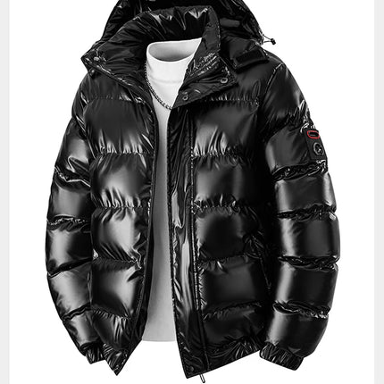 winter casual down cotton jacket Men's bright faced cotton jacket solid color thicken warm men winter coat hooded winter jacket