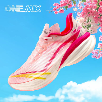ONEMIX YUE SHUANG Scarpe da corsa estive da uomo Design leggero Asciugatura rapida Maratona Supporto per l'assorbimento degli urti Sneakers da uomo PlatiNum