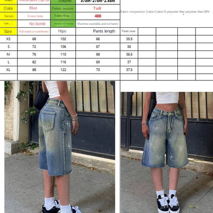 Shorts Female Jeans Women Jeans Denim Shorts Y2K Retro Slant Pocket Flared Hem Casual Wide Leg Summer PlatiNum