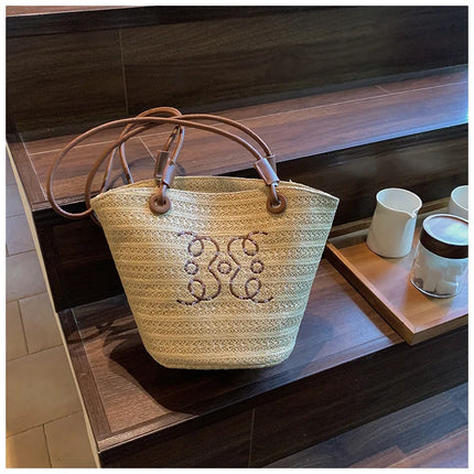 Borsa a tracolla retrò alla moda Borsa da donna Designer di marca di lusso Tote Borsa a tracolla in paglia da donna Borse da spiaggia eleganti da donna