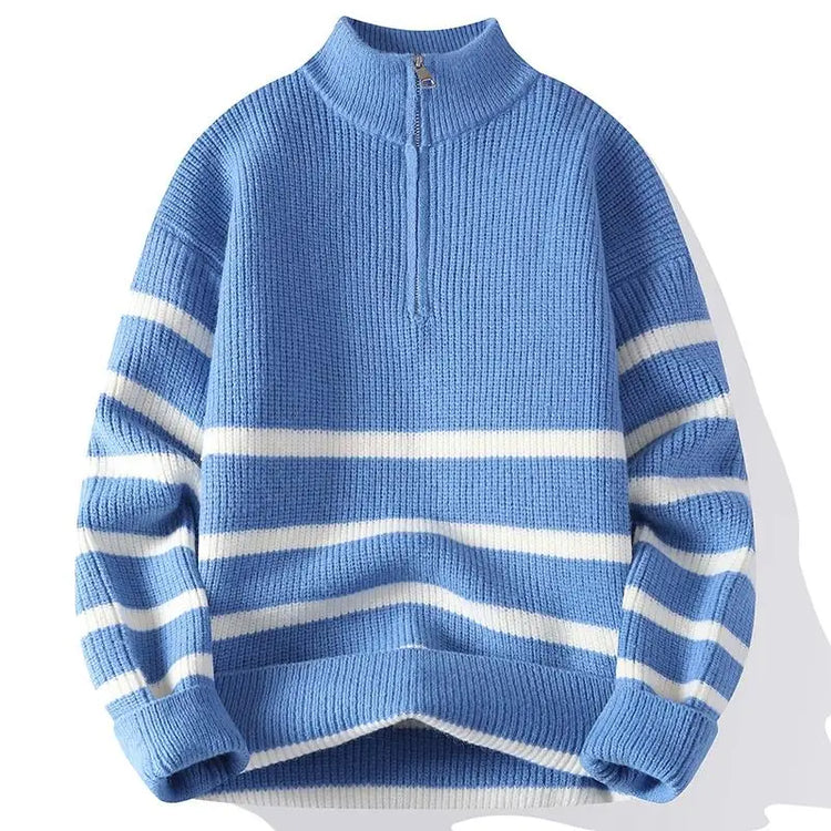 New Trendy Autumn and Winter Jacquard Pattern Pullover Sweater Casual Round Neck Color-Blocking Knit Men's Pullover