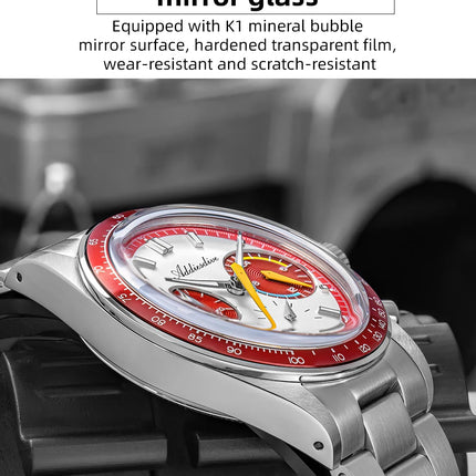 ADDIESDIVE 37mm Watch For Men Chronograph 10Bar Diver BGW9 Luminous Bubble Mirror Glass AD2539 Aluminum Ring VK63 Quartz Watches