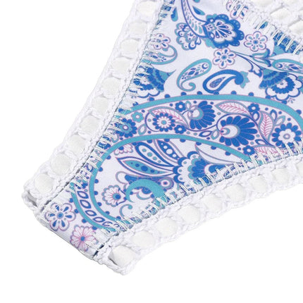 Set bikini reversibile leopardato fatto a mano all'uncinetto Set costumi da bagno neri a bordo piscina blu Paisley costume da bagno di lusso maillot de bain femme PlatiNum