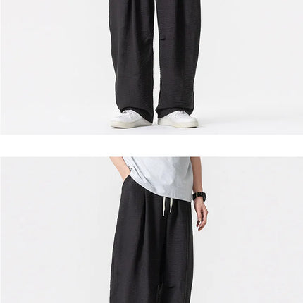 Pantaloni Leggeri e Sottili da Uomo, Traspiranti, Tinta Unita, Stile Harajuku, Gamba Larga, Casual, Oversize, Moda Harem, Streetwear Maschile