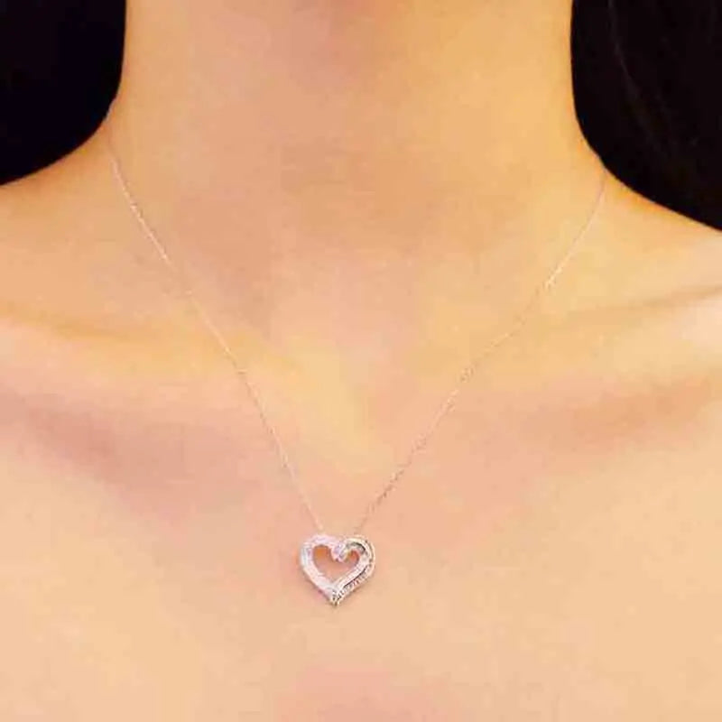 CAOSHI Collana con ciondolo in zirconi cubici a forma di cuore brillante Accessori per il collo dal design unico e squisito per le feste di banchetti da donna