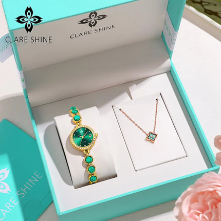Orologio da donna CLARE SHINE Brand 7708, elegante orologio al quarzo di lusso, impermeabile, con datario, collezione Stellar Eyes. platinumshop