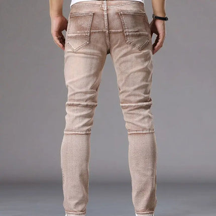 Men's Casual Jeans Vintage Straight Leg Elastic Slim Fit Autumn Winter Sweatpants Trousers Skinny Y2k Jeans Men's Cargo Pants