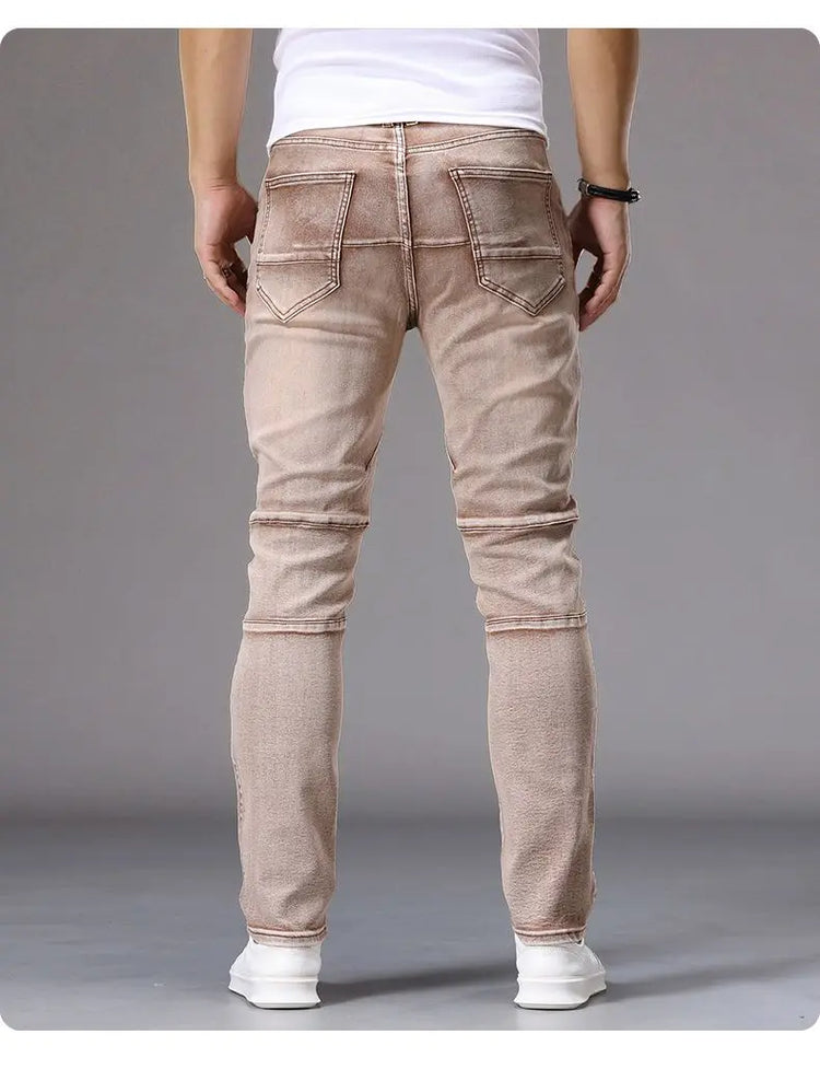 Men's Casual Jeans Vintage Straight Leg Elastic Slim Fit Autumn Winter Sweatpants Trousers Skinny Y2k Jeans Men's Cargo Pants