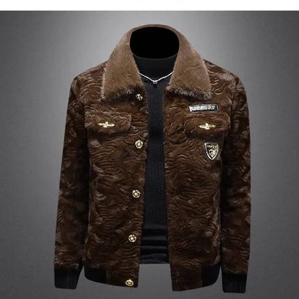 Winter Men Gold Mink Fur Thickened Sheepskin Water-Repellent One-Piece Collar Coat Mens Wool Trench Coat Manteau Homme Hiver