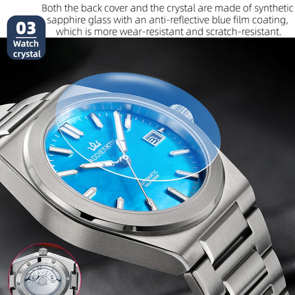 AddiesKin K008 Japan Miyota 9015 Automatic Movement 24 Jewels 28800bph 42h Power Reserve Ultra Thin 10mm Skeleton Case Back