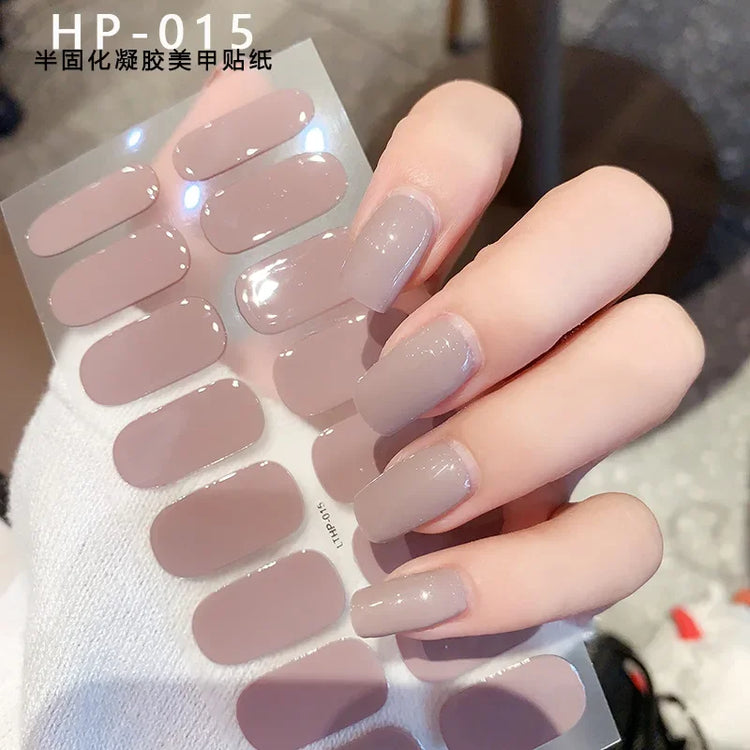 Semi Cured Wraps Fast Gel Nail Sticker Soild Nail Gel Wraps Adhesive Full Cover Gel Nail Decal UV Lamp Cured Manicure Decoration2028