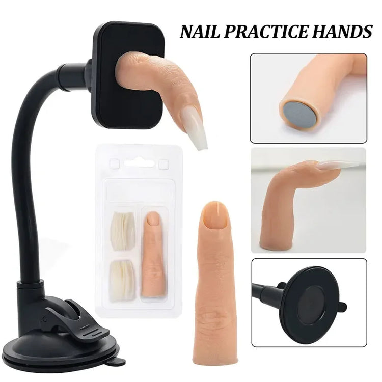 Bendable Nail Simulation Practice Finger Silicone Soft Nails Art Training Fake Finger for Acrylic DIY Display Manicure Tool 2028