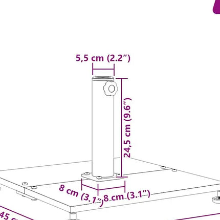 Base per Ombrellone da Esterno – Base Quadrata in Acciaio Effetto Legno e Grande Stabilità