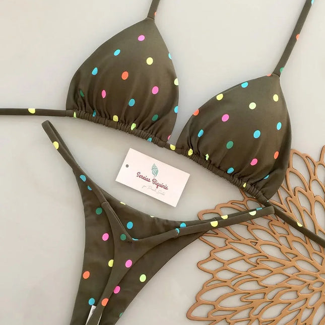 Micro Bikini 2026 Women's New Sexy Halter Bikini Set Brazilian Biquini Print Female Party Beachwear
