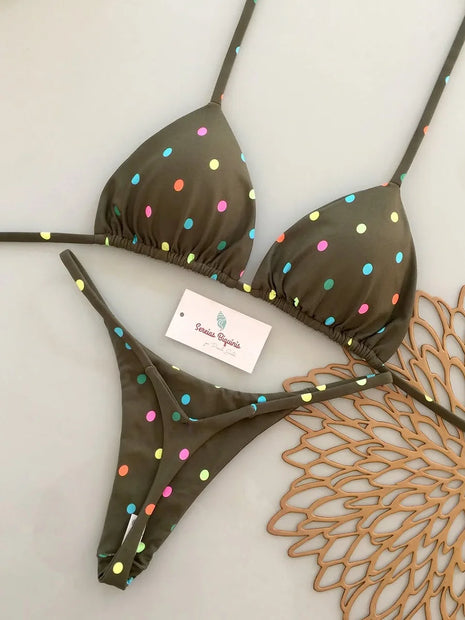 Micro Bikini 2026 Donna Nuovo Costume da Bagno Sexy Halter Bikini Set Brasiliano Biquini Stampa Femminile Abbigliamento da Spiaggia per Feste