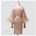 Donna piuma sposa damigella d'onore abito da sposa raso Kimono accappatoio abito da notte ricamo lettera camicia da notte scollo a v Lingerie