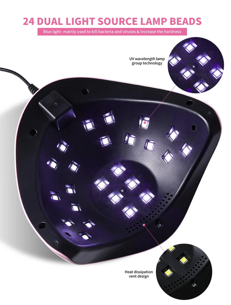 LIMEGIRL Rofessional 24LED Nail Lamp with LCD Display & Sensor Suitable for /LED Nail Polish, 4 Timer Settings, Instant Nail Dryer for Gel Polish, Lamp for Home Salon, Nail Glue Tool, No Adapter Required Gift for DIY