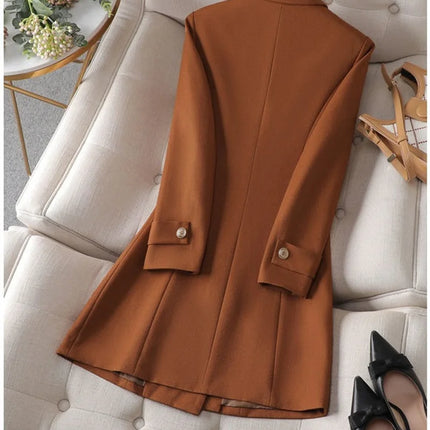 Autumn Winter Jacket Women Long Blazer Khaki Coffee Black Office Ladies Formal Jacket Business Work Wear Coat Female Outerwear