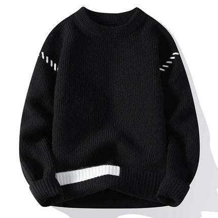 Autumn Winter Men's Sweater Warm Knit Pullovers Fashion Loose Knitted Sweaters Men Youthful Vitality Patchwork Casual Pullovers