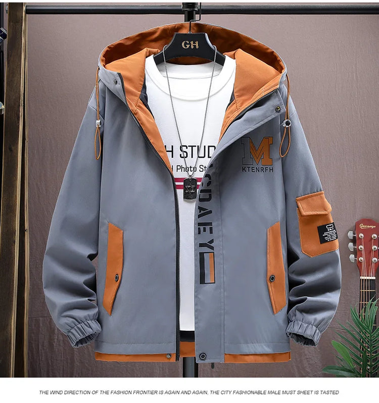 Casual Men's Hooded Jacket 2025 Spring Autumn New Product Thin Coat Top Windbreaker Street Wear Men's Coat