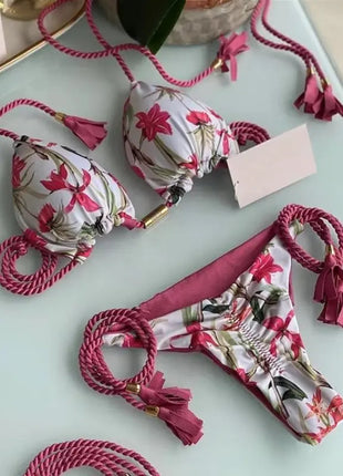 Nuovo Costume da Bagno Sexy da Donna, Set Bikini all'Uncinetto a 2 Pezzi, Triangolare Brasiliano, Push-Up, per Spiaggia Estiva PlatiNum