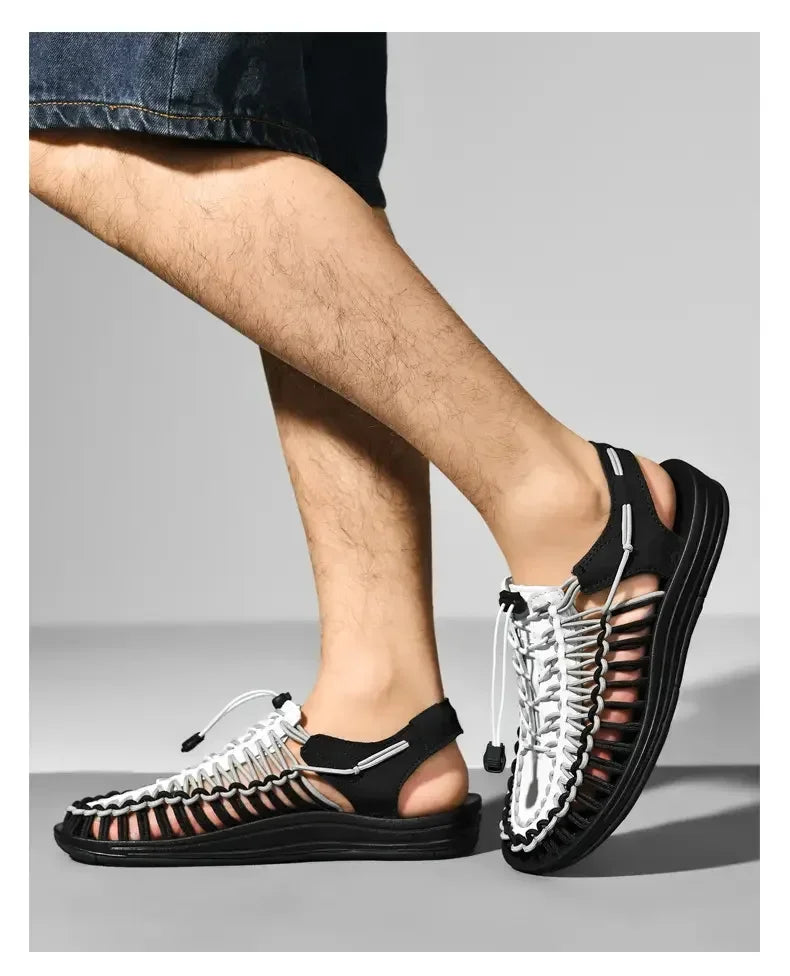 Fashion Men Sandals for Women Slippers Weaving Design Beach Breathable Casual Flat Sandals Outdoor Couples Sandals Size 48