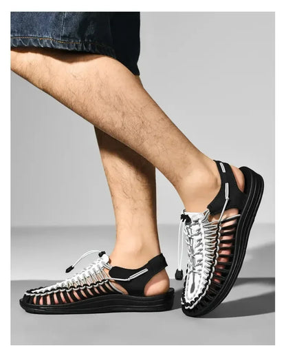 Fashion Men Sandals for Women Slippers Weaving Design Beach Breathable Casual Flat Sandals Outdoor Couples Sandals Size 48