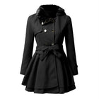 Women's Autumn Winter Slim Long Wool Sherpa Coats Double Breasted Padded Blends Jackets Solid Cashmere Coat England Style Trench