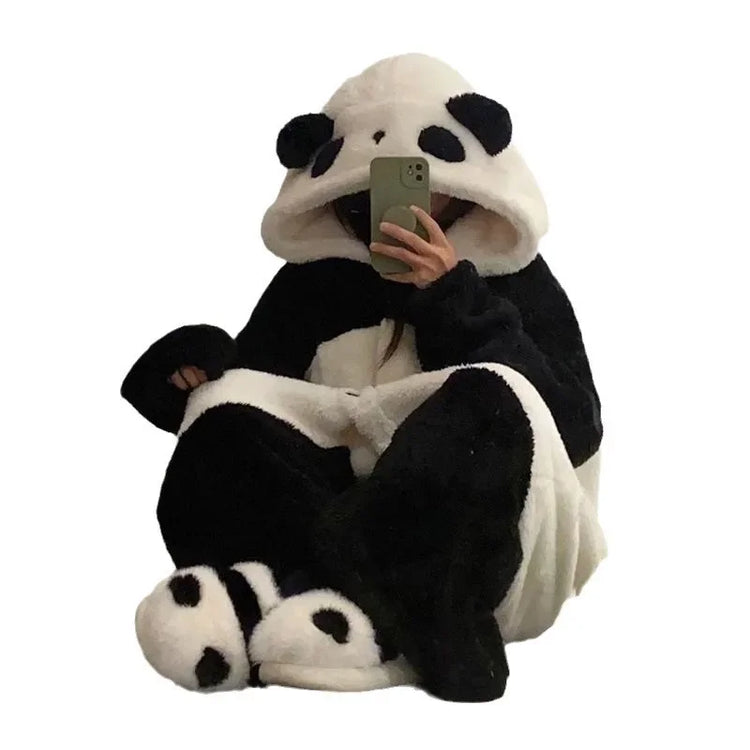 Cosplay Anime Winter Unisex The Panda Robes Costumes Cosplay Pajamas Adult Pyjamas Animal Sleepwear Jumpsuit Anime Party Clothes