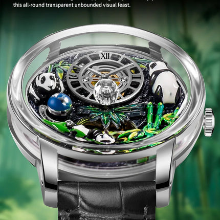 Pindu Luxury and stylish personalized waterproof panda dial fully automatic mechanical men's watch serpentine tourbillon watch