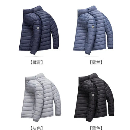 90 White Duck Down Men's Light and Warm Down Jacket with a Stand-Up Collar, Fashionable and Versatile Autumn and Winter Coat