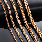 3mm/4mm/5mm/6mm/7mm Rose Gold Color Stainless Steel Wheat Braided Necklace Link Classic Curb Chain for Men Women Jewelry PlatiNum