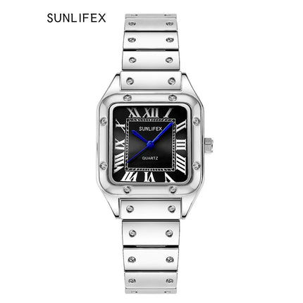 Orologi da donna quadrati Orologio da donna al quarzo Orologio da polso femminile Cinturino in bambù in acciaio inossidabile Orologio da donna casual Orologio Relogio Feminino platinumshop