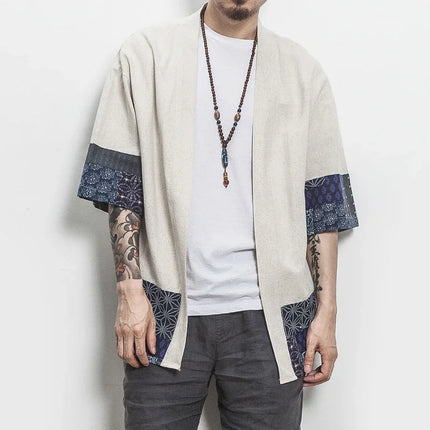 New Cotton Linen Shirt giacche uomo 2023Chinese Streetwear Kimono Shirt Coat Casual comodo Cardigan da uomo Plus Size 5XL