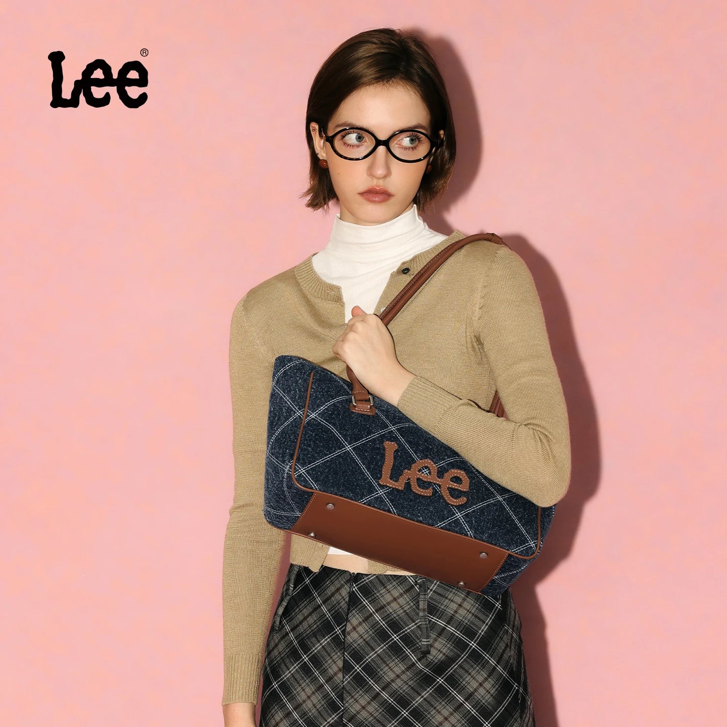 LEE Women Crossbody Shoulder Bag Double-strand Arched Handle Design Daily Travel Shopping Bag Stylish College Student Tote Bag